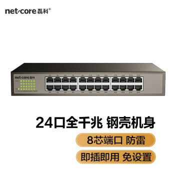 磊科（netcore）S24G 24口千兆交换机 网线分流器 工程高清监控网络分线器 企业级交换机 稳定高速传输